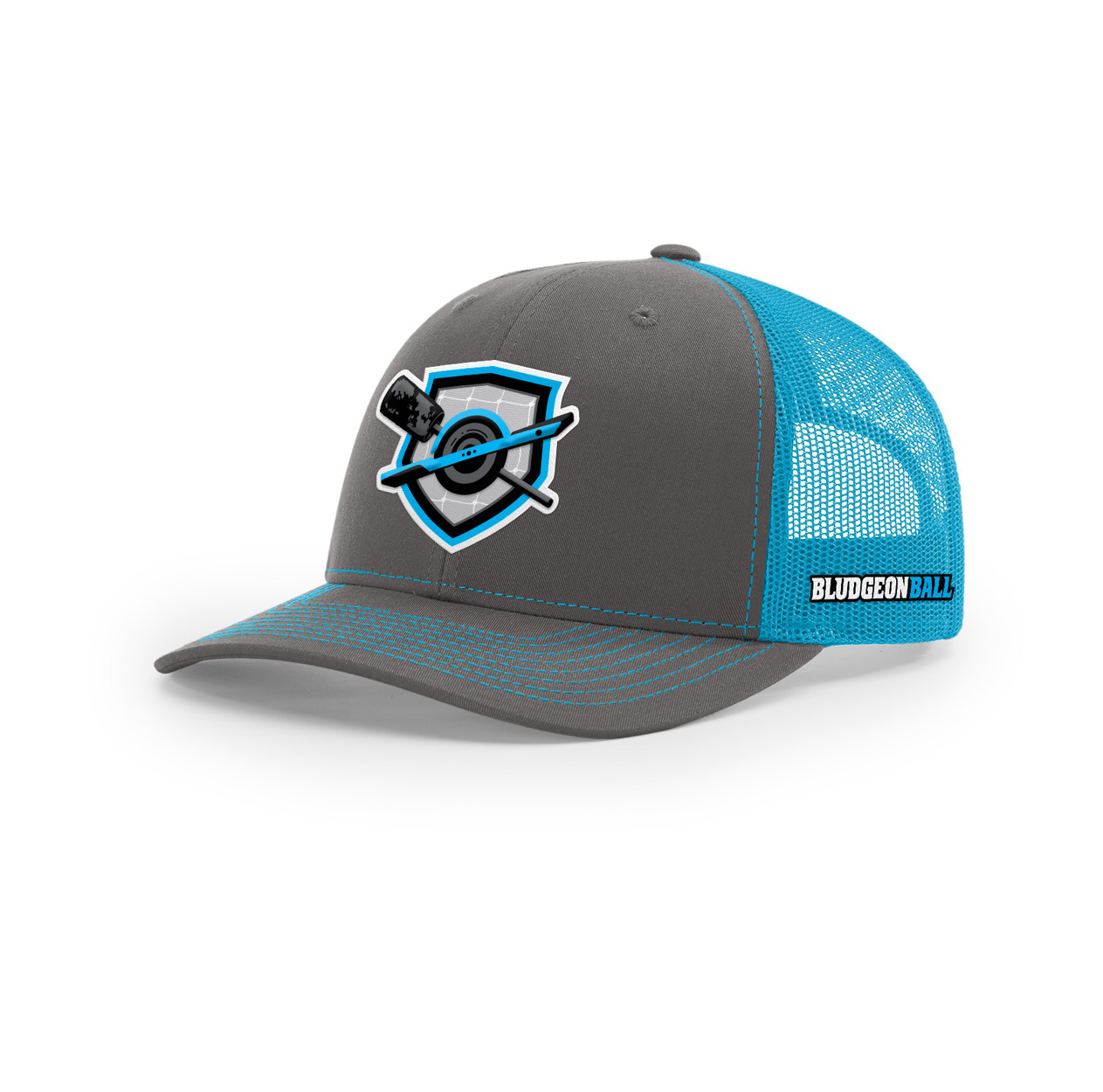 BludgeonBall™ Logo Trucker Cap Charcoal / Electric Blue